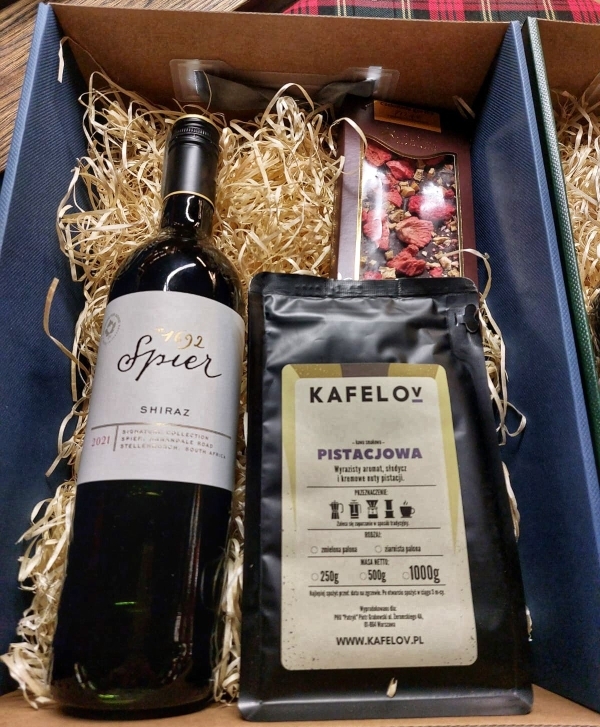 wino premium z dodatkiem, w ładnym opakowaniu