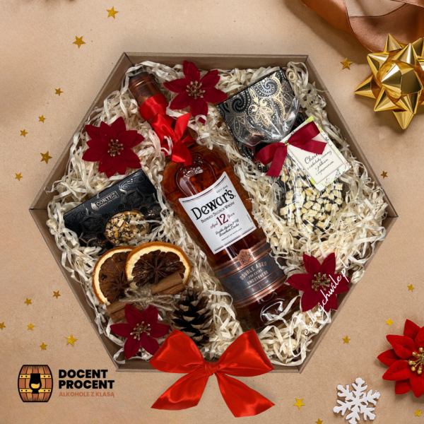 swiateczny-zestaw-prezentowy-12-letnia-whisky-dewar's-i-rzemieslnicze-czekolady-otwarte-pudelko swiateczny-zestaw-prezentowy-12-letnia-whisky-dewar's-i-rzemieslnicze-czekolady-otwarte-pudelko